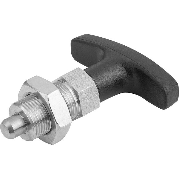Indexing Plunger Size:4 D1=M20X1, 5, D=10, Form:B W Locknut, Stainless Steel Hardened, Comp:Polyamide